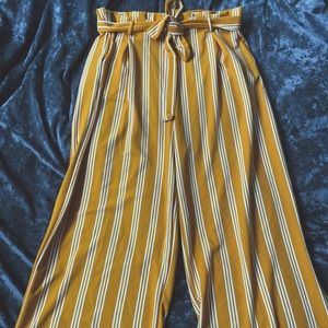 Oversized Striped Paper Bag Trousers